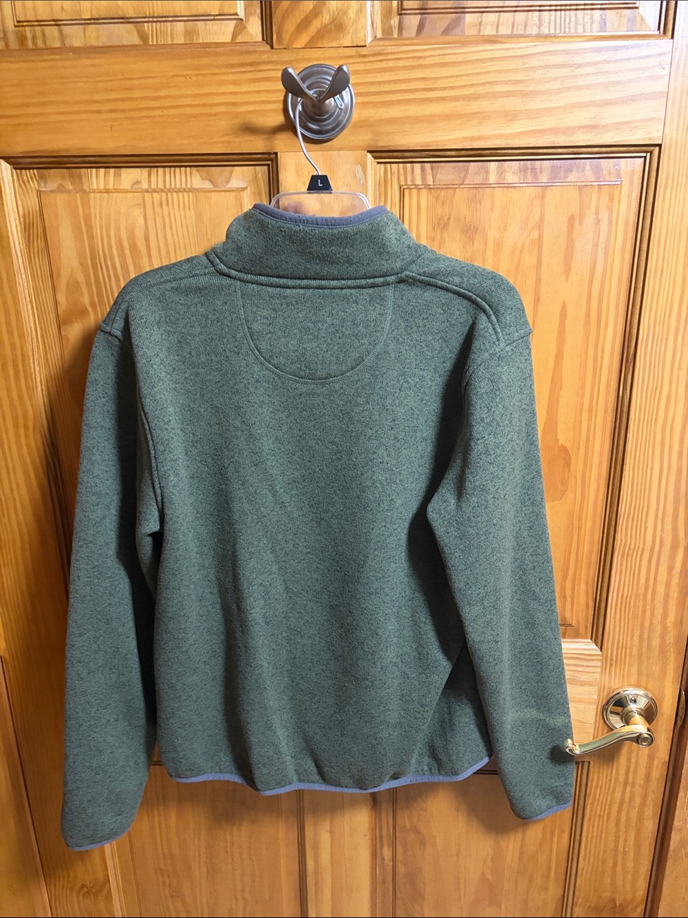 L.L. Bean Olive Green Snap-Front Fleece Pullover - Picture 6 of 6